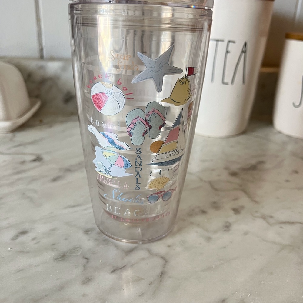 Lauren James Clear Beach-Themed Tumbler 16 oz